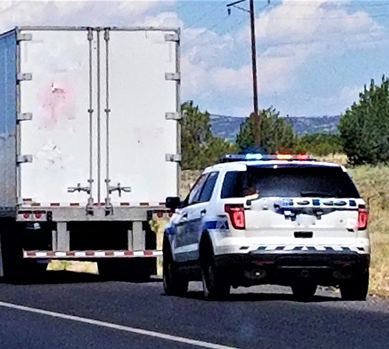 traffic violation - semi pulled over by police